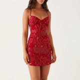 Elegant Floral Embroidered Mini Dress for Women