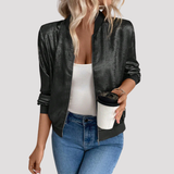 Women's Metallic Zip Up Bomber Jacket