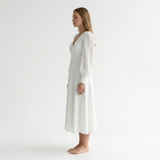 Women's White V-Neck Midi Dress - Wrap Style with Flared Hem