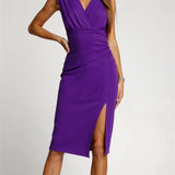 Sleeveless V-Neck Midi Dress with Side Slit