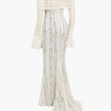 Off Shoulder Lace Maxi Dress – Elegant Mermaid Wedding Gown