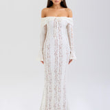 Off Shoulder Lace Maxi Dress – Elegant Mermaid Wedding Gown