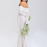 Off Shoulder Lace Maxi Dress – Elegant Mermaid Wedding Gown