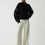 Modern Contrast-Stitch Knit Jumper – Relaxed Oversized Sweater