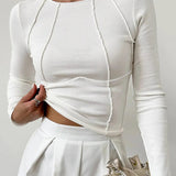 Structured Seam Long Sleeve Fitted Top