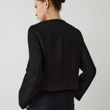 Chic Gold-Button Cropped Jacket with Pocket Detail