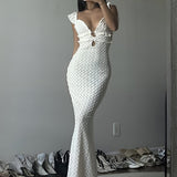 Deep V Lace Maxi Dress – Elegant Fitted Evening Gown