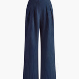 High Waist Pinstripe Wide Leg Trousers for Effortless Modern Style