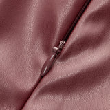 Sleeveless Draped Faux Leather Top with High Neck