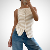 Amysaint | Classy Button Front Sleeveless Tank Top