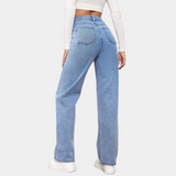 High-Waisted Straight Leg Jeans – Dark Blue Denim | Women's Classic Fit