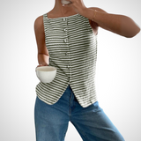 Amysaint | Classy Button Front Sleeveless Tank Top