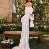 Off Shoulder Lace Maxi Dress – Elegant Mermaid Wedding Gown