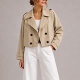 Women's Cropped Trench Coat Jacket