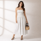 Amysaint Strapless polka dot dress