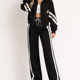 Women’s Tracksuit Set – Wide Leg Pants & Zip Jacket