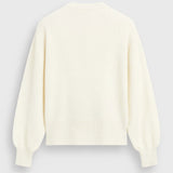 Women’s White Heart Pattern Crewneck Sweater