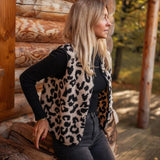 Ladies Leopard Print Teddy Gilet