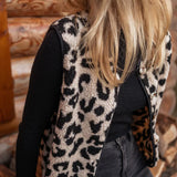 Ladies Leopard Print Teddy Gilet
