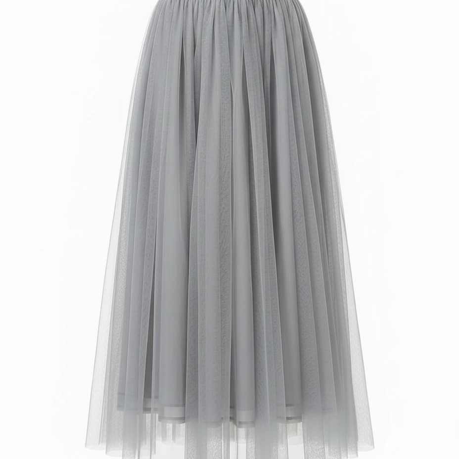 Women's High Waisted Midi Skirt - Soft Layered Tulle Style