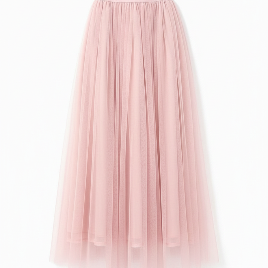 Women's High Waisted Midi Skirt - Soft Layered Tulle Style