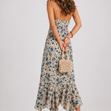 Women’s Floral Summer Midi Dress with Spaghetti Straps