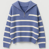 Women’s Half Zip Striped Knit Sweater