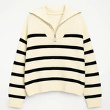 Women’s Half Zip Striped Knit Sweater