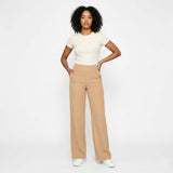 Women's High-Waist Wide Leg Trousers - Smooth Stretchy Weave