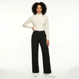 Women's High-Waist Wide Leg Trousers - Smooth Stretchy Weave