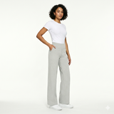 Women's High-Waist Wide Leg Trousers - Smooth Stretchy Weave