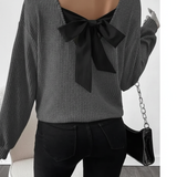 Amysaint | Women's Casual Loose Fit T-Shirt Back Bow Design
