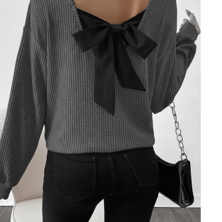 Amysaint | Women's Casual Loose Fit T-Shirt Back Bow Design