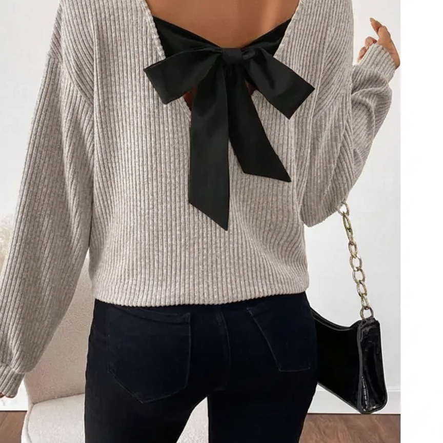 Amysaint | Women's Casual Loose Fit T-Shirt Back Bow Design