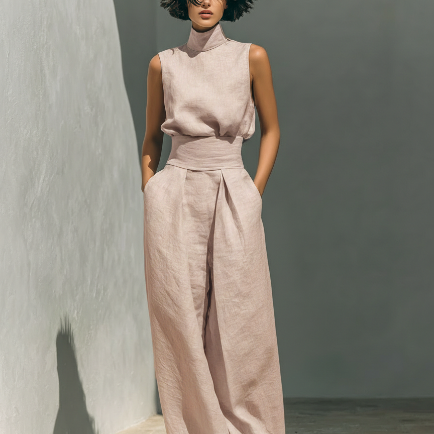 Women’s Sleeveless Two Piece Set Wide Leg Pants Summer Outfit