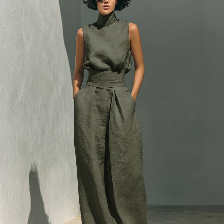 Women’s Sleeveless Two Piece Set Wide Leg Pants Summer Outfit