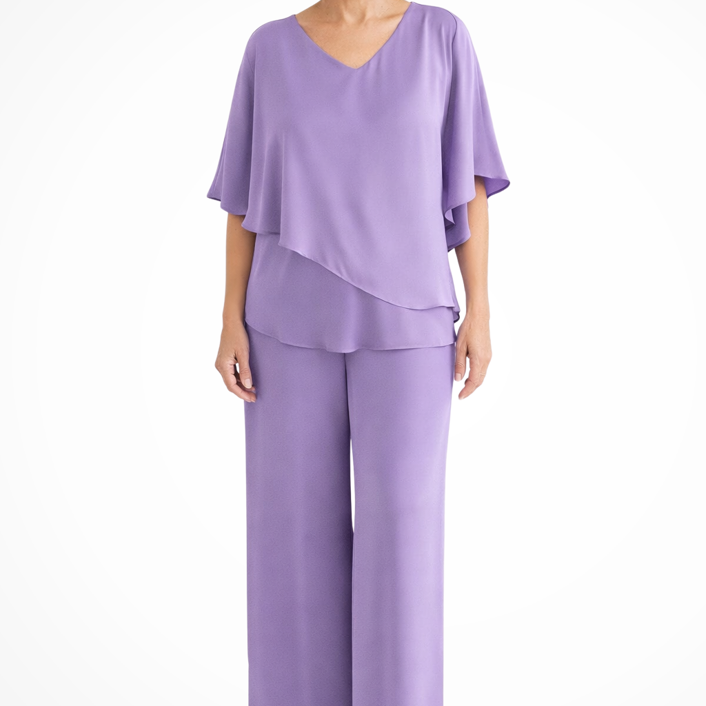 Serena | Women's Sleeve Top and Wide Leg Trousers Two Piece Set