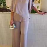 Serena | Women's Sleeve Top and Wide Leg Trousers Two Piece Set