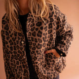 Ladies Leopard Print Bomber Jacket