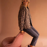 Ladies Leopard Print Bomber Jacket