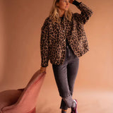 Ladies Leopard Print Bomber Jacket