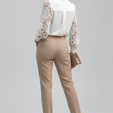 Women’s Blouse with Lace Sleeves and Button Cuffs