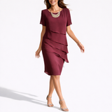 Layered Midi Dress Women Short Sleeve Relaxed Fit