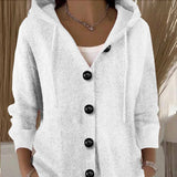 Women Hooded Button Knit Cardigan