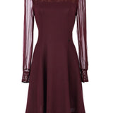 Burgundy Lace A-Line Dress
