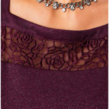 Burgundy Lace A-Line Dress