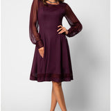 Burgundy Lace A-Line Dress