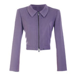 Purple Cropped Zip Blazer