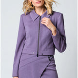 Purple Cropped Zip Blazer