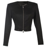 Black Cropped Zip Blazer